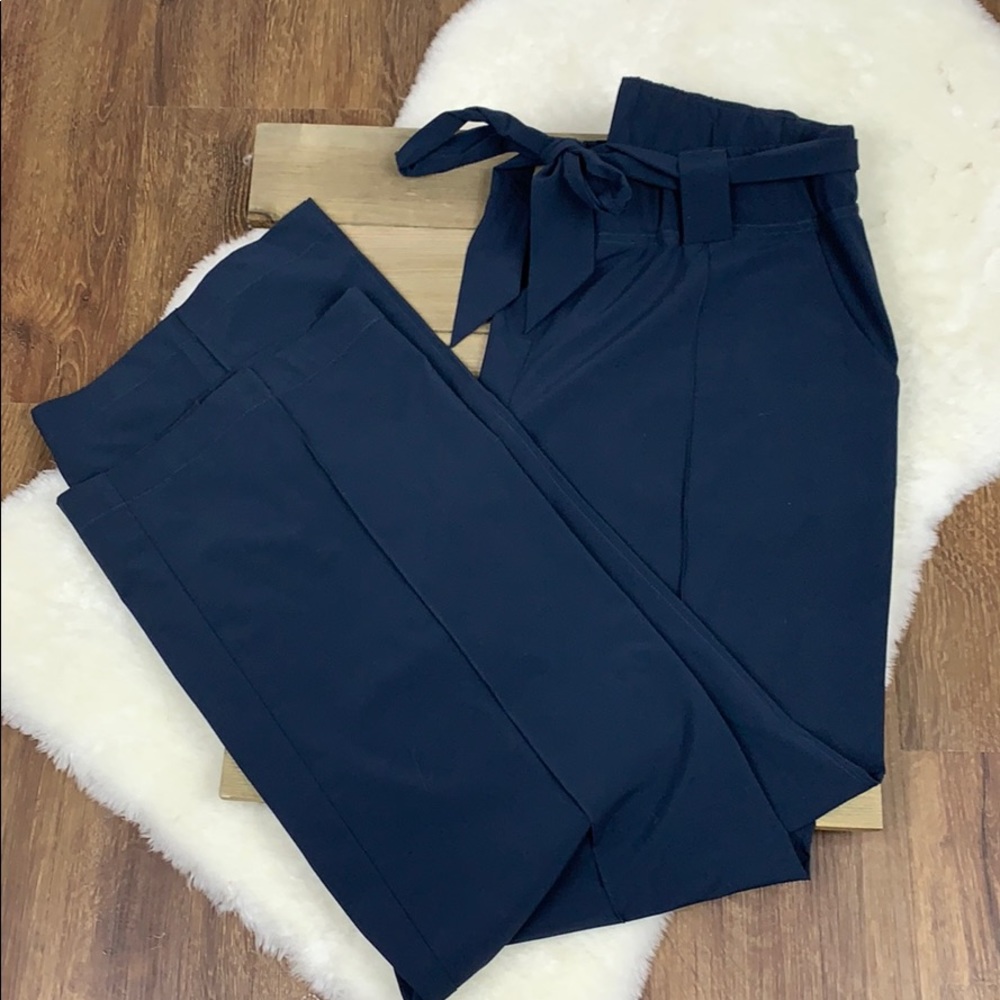 Athleta Navy Blue Tie Waist Lightweight Pants